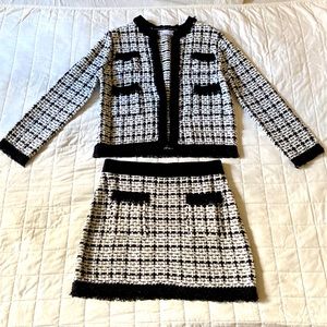 Zara Check Tweed Jacket and skirt with beaded details